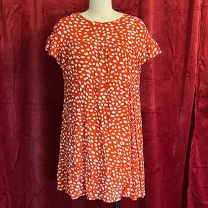Red Orange and White Spotted Babydoll Dress